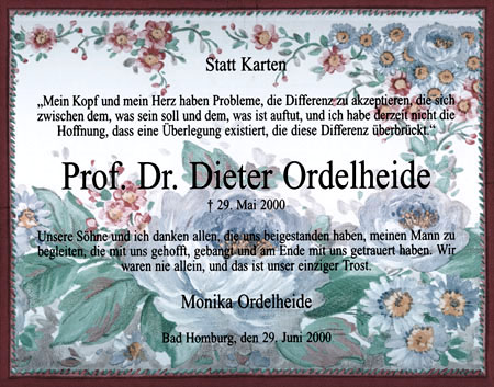 Prof. Dr. Dieter Ordelheide